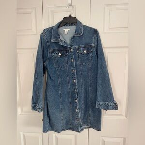 H&M Denim Button-Up Longline Jacket - Classic Blue